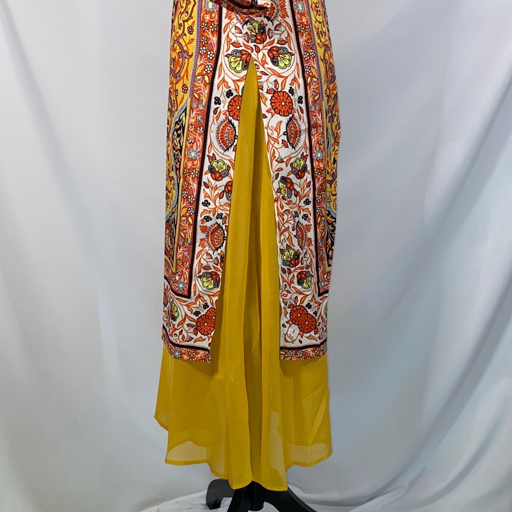 Misslook Yellow Mandala Print Beaded Neck Tunic Dress Kurta - Large - Picture 10 of 12